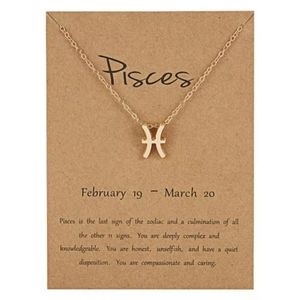 Pisces Zodiac Gold Tone Chain Link Necklace
